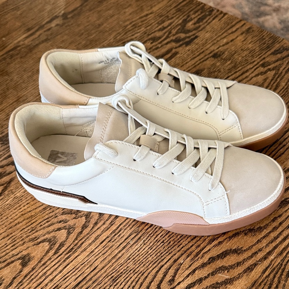 Dolce Vita Cream and Tan Casual Sneakers
